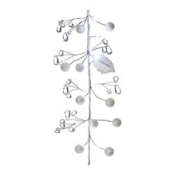 Premier - 1.8m LED White Garland with Berries & Leaves and Clear Gems, Battery Operated, 30 Warm White LEDs