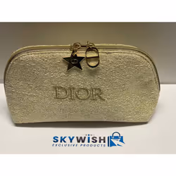 NEW DIOR Beauty Gold & Cream Make-up & Cosmetics Bag, Pouch w/Zip