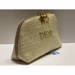 NEW DIOR Beauty Gold & Cream Make-up & Cosmetics Bag, Pouch w/Zip