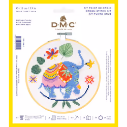 DMC Stitch Kit 6" Diameter-Elephant (14 Count) BKL-1942