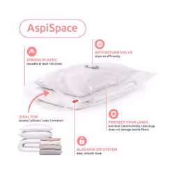 Set of 2 Space Saving Vacuum Storage Bags, Extra Flat, Size XL, 80 x 130 cm, Transparent, Aspispace Range, RAN8285 - Additional view 4