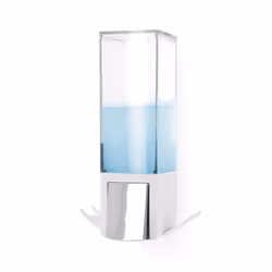 Wall Mounted Single Soap Pump Dispenser, No Drilling Soap Bottle, 500 ml Capacity with 2 Storage Hooks, 12.1 x 12.1 x 20.6 cm, Durable ABS,
