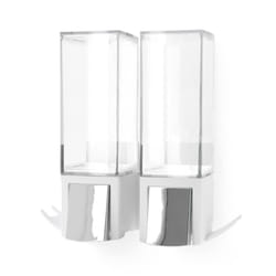 Wall Mounted Double Soap Pump Dispenser, No Drilling Soap Bottle, 2 x 500 ml Capacity with 2 Storage Hooks, 8.3 x 20 x 20.6 cm, Durable ABS,