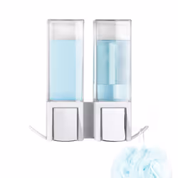 Wall Mounted Double Soap Pump Dispenser, No Drilling Soap Bottle, 2 x 500 ml Capacity with 2 Storage Hooks, 8.3 x 20 x 20.6 cm, Durable ABS, - Additional view 4