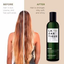 Lazartigue Repair Shampoo  Vegetal Keratin for Deep Repair & Shine  Vegan  Sulfate-Free  Silicone-Free  for Damaged Hair  8.4 Fl. Oz.