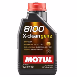 Engine oil; MOTUL; 8100 X-CLEAN GEN2, 30003, X-clean gen2; 5W-40 1; for BMW, MERCEDES-BENZ, RENAULT, MINI, FIAT