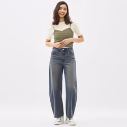 Gu By Uniqlo Barrel Leg Jeans  Standard Length 71.0 To 75.0 Cm - 67 BLUE/XS