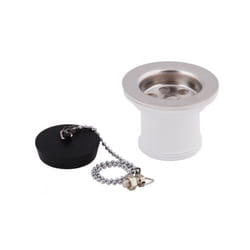 Kitchen Sink Stainless Steel Basket Strainer Waste 1 1/2" D 50mm with Plug