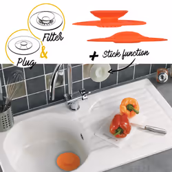 4 Colours Universal 2in1 Kitchen Sink Plug/Filter 110mm Stick Function Easy Use - White