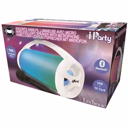 iParty Bluetooth Speakers with Lights & Mic - White