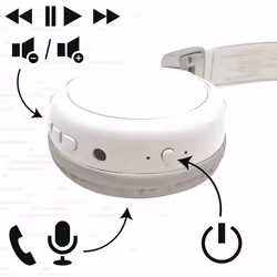 LEXIBOOK HPBT010S Acoustix 2-in-1 Bluetooth Headphones-Stereo Wireless Wired, Foldable, Adjustable, Microphone, Lightweight, White/Silver