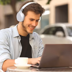 LEXIBOOK HPBT010S Acoustix 2-in-1 Bluetooth Headphones-Stereo Wireless Wired, Foldable, Adjustable, Microphone, Lightweight, White/Silver - Additional view 8