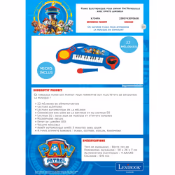 Lexibook Paw Patrol Electronic piano for children with light effects