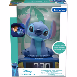 Lexibook RL800D Disney Stitch Alarm clock with Sounds & Melodies, Blue