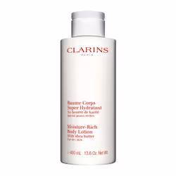 Clarins Moisture Rich Body Lotion Luxury Size, 400ml, Balm, Unisex, Hydrating, Moisturizing, Universal, 400 ml, Bottle