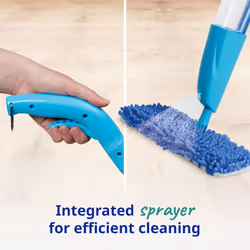 Quick Spray Duo Flat Spray Mop with Washable Microfibre Mop Head Pads, Cleans Laminate, Wood and Tile Flooring, No-Touch Reversible Mop Head