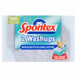 Spontex 2 Washups Non Scratch Sponge Scourers 20g (Pack of 6)