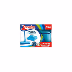 Spontex Catch and Clean Indoor Rubber Broom and Dustpan