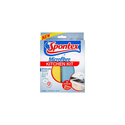 Spontex Microfibre Kitchen Kit (2 Cloths), Removes 99% of Bacteria