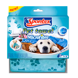 Spontex Microfibre Pet Towel Soft Dog Bath Robe Addition to Puppy Grooming Brush - Turquoise