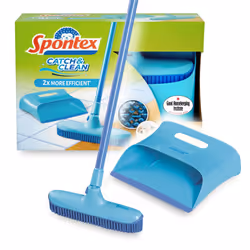 Spontex Catch & Clean Indoor Rubber Broom and Dustpan Set - Dustpan and Brush Set for Pet Hair Removal - Dry Sweeping Plus Mu ...