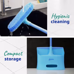 Spontex Catch & Clean Indoor Rubber Broom and Dustpan Set - Dustpan and Brush Set for Pet Hair Removal - Dry Sweeping Plus Multi-Surface Cleaning