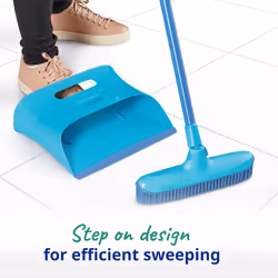 Spontex Catch & Clean Indoor Rubber Broom and Dustpan Set - Dustpan and Brush Set for Pet Hair Removal - Dry Sweeping Plus Multi-Surface Cleaning