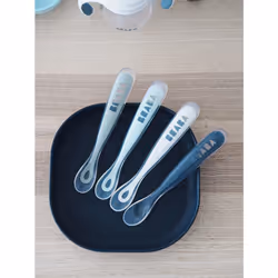 BÃABA - Baby Spoons - Silicone weaning spoon - Set of 4 - 1st stage - Rainbow
