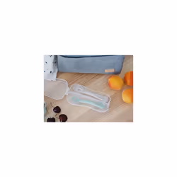 BÃABA - Silicone Spoon for Baby and Children - Set of 2 - Stage 2 - Soft - with Carrying case - Ergonomic Handle - Velvet Grey/sage Green