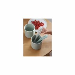 BÃABA - Silicone Spoon for Baby and Children - Set of 2 - Stage 2 - Soft - with Carrying case - Ergonomic Handle - Velvet Grey/sage Green