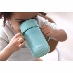 BEABA, 360 Sippy Cup with Anti-Drip Disc, Patented Anti-Leak System Weaning Cup, from 12 Months, Removable Handles, Hygienic Lid, Fast Learning,