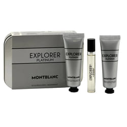 Mont Blanc Explorer Platinum EDP Set with Face Cream & Cleansing Gel Travel Size