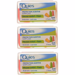 Quies - Protection Auditive en Mousse, 3 x 3 pairs (Assorted Colours)