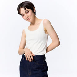 Gu By Uniqlo Cotton Blend Ribbed Tank Top  Dry - 01 OFF WHITE/XL