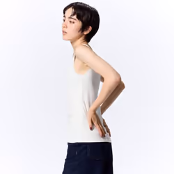 Gu By Uniqlo Cotton Blend Ribbed Tank Top  Dry - 01 OFF WHITE/XS