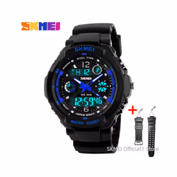 Kids Shockproof Waterproof Digital Watch Outdoor Boy Sport - Blue L Adult strap
