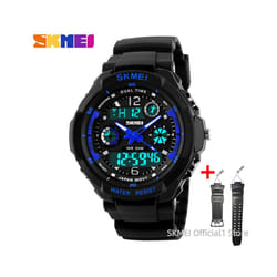 Kids Shockproof Waterproof Digital Watch Outdoor Boy Sport - Blue L Adult strap