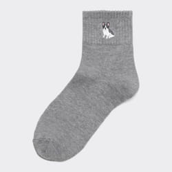 Gu By Uniqlo Ankle Socks  Embroidery - 09 BLACK/ONE SIZE