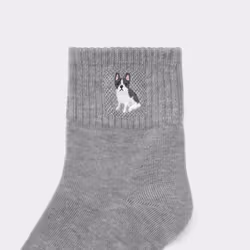 Gu By Uniqlo Ankle Socks  Embroidery - 09 BLACK/ONE SIZE