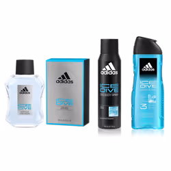 Adidas Ice Dive 3pc Set 400ml Shower Gel 100ml Aftershave 150ml Body Spray