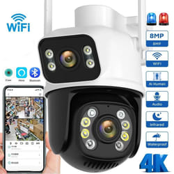 2024 New 8MP PTZ Wifi Camera Outdoor Night Vision Dual Screen Human Detection Security Protection CCTV Surveillance IP Camera - AU Plug