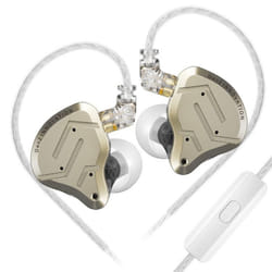 KZ ZSN PRO 2 Hifi Earphones 1BA+1DD Hybrid Driver In Ear Metal Wired Earbuds Bass Music Sport Headset Noise Cancelling Headphones. - gold, With Mic