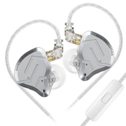 KZ ZSN PRO 2 Hifi Earphones 1BA+1DD Hybrid Driver In Ear Metal Wired Earbuds Bass Music Sport Headset Noise Cancelling Headphones. - silver, With Mic