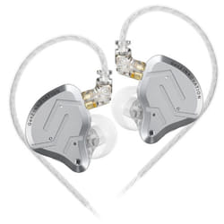 KZ ZSN PRO 2 Hifi Earphones 1BA+1DD Hybrid Driver In Ear Metal Wired Earbuds Bass Music Sport Headset Noise Cancelling Headphones. - silver, No Mic