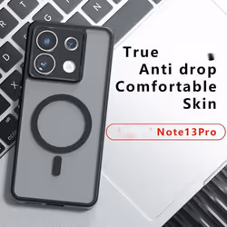 Shockproof Acrylic Case for Xiaomi Redmi Note 13 Pro Plus 5G Note13 Pro 4G Cover for Magsafe Wireless Charging Magnetic - bla ...