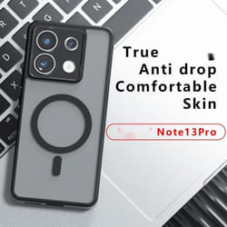 Shockproof Acrylic Case for Xiaomi Redmi Note 13 Pro Plus 5G Note13 Pro 4G Cover for Magsafe Wireless Charging Magnetic - black, redmi note 13proplus