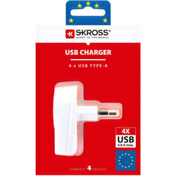SKROSS | 1.302422 | European USB Charger (4xA) | Wall Charger