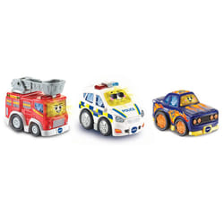 Toot-Toot Drivers 3 Car Pack with Fire Engine, Police Car and Racer | Interactive Toddlers Toy for Pretend Play, Lights