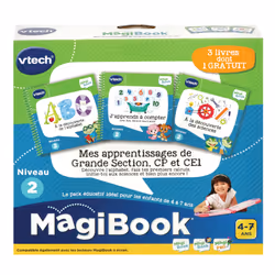 VTech MagiBook Mes apprentissages de Grande Section, CP et CE1 (ABC À la découverte de l'Alphabet, À la découverte des sciences, J'apprends à compter avec Rex; Bella et leurs amis)