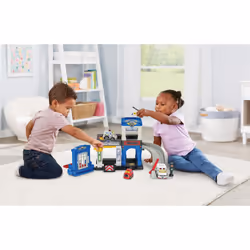 Toot-Toot Drivers Police Station, Car Playset includes Police Car Toy, Helicopter & Getaway car, Vehicle Tracks for Kids with Lights & Sounds, for